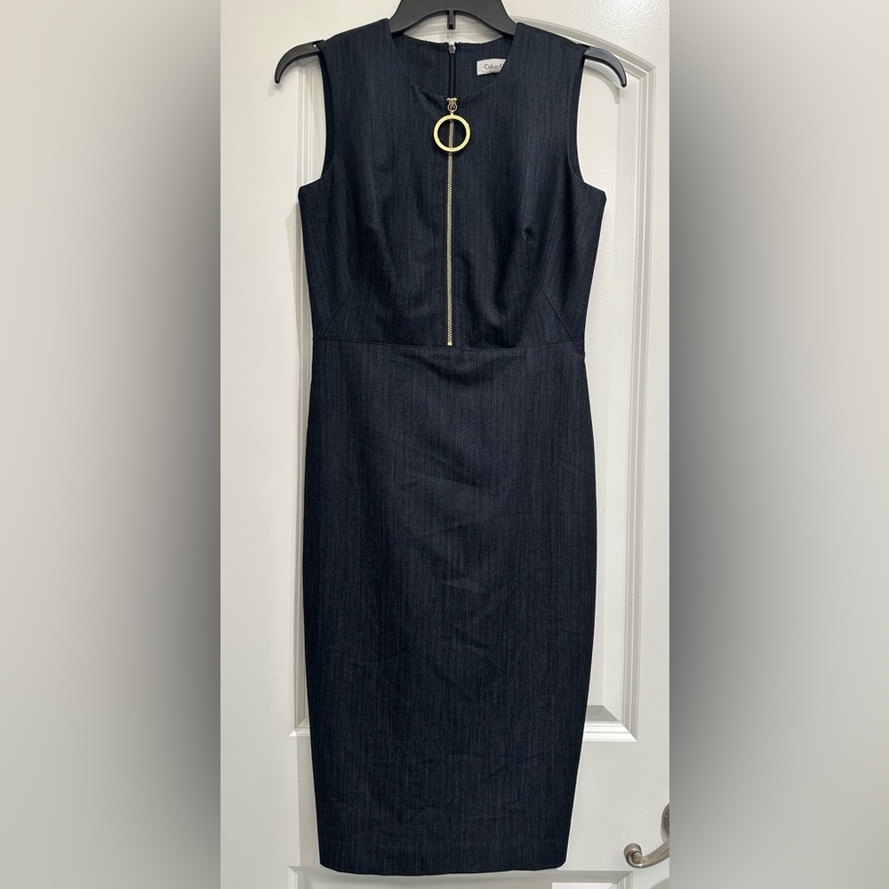Calvin Klein Dark Blue Size 2 Work Dress - Worn One